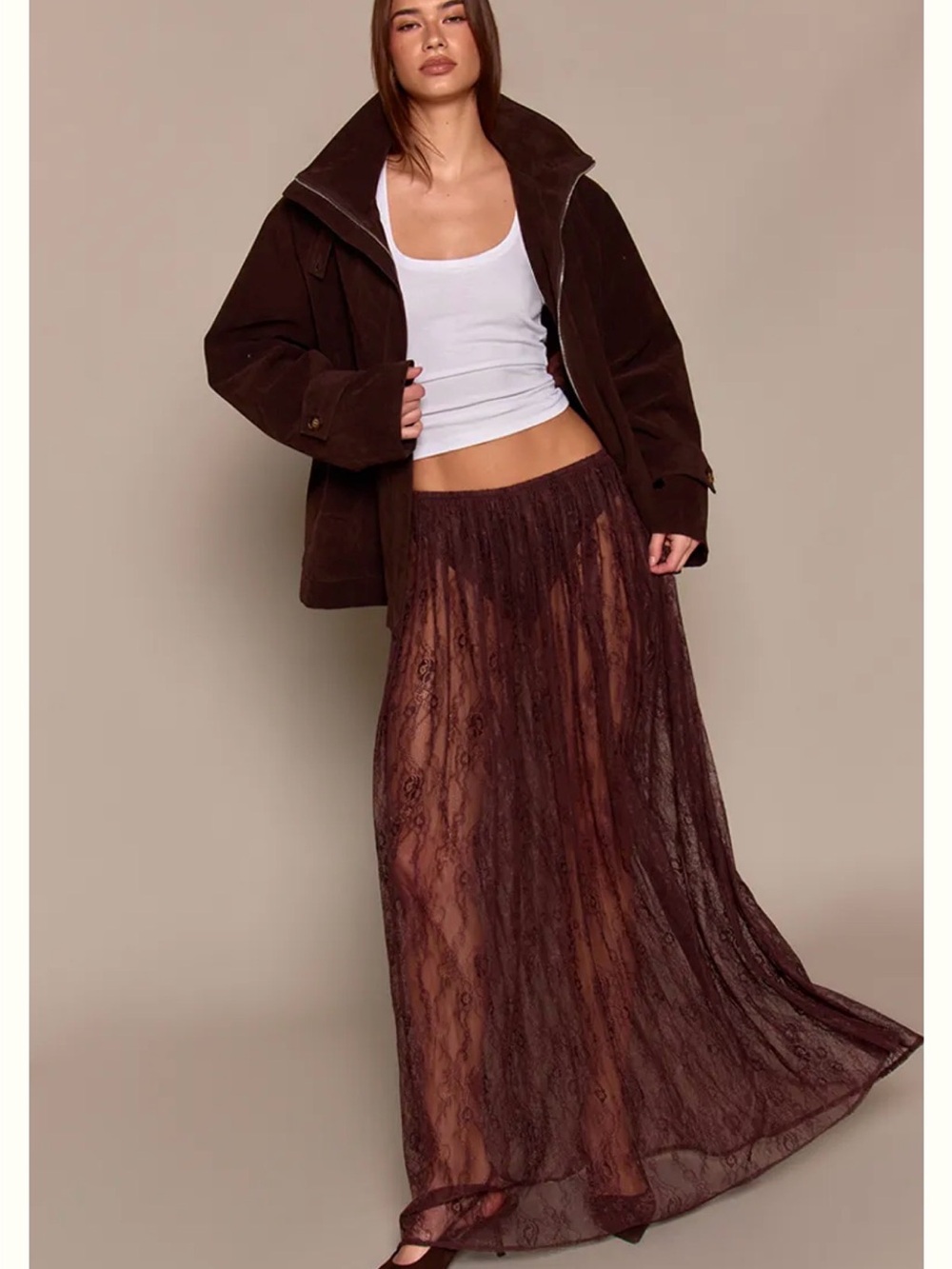 PLT Brown Lace Skirt